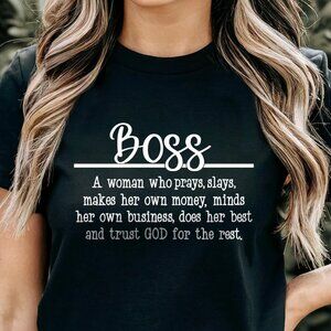 Boss A Woman Who Prays Black T Shirt Size XL